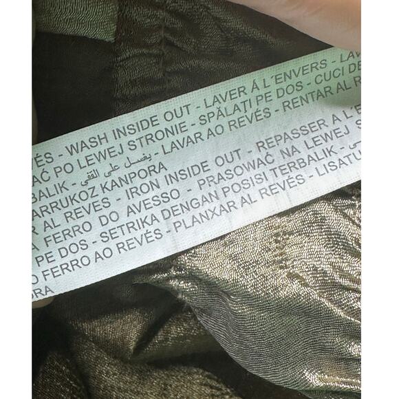Zara gold green satin effect pull on cuffed pants size Small - Picture 5 of 13